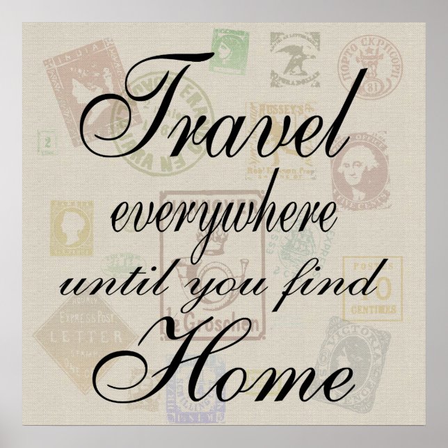 Travel Everywhere - Vintage Stamp Poster (Front)