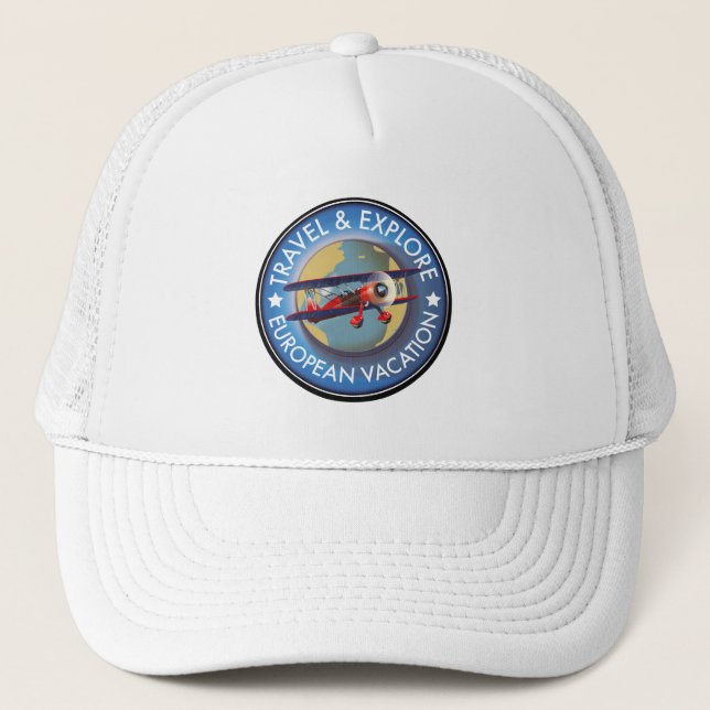 Travel & Explore European Vacation  Trucker Hat (Front)