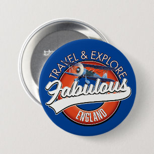 Travel explore fabulous England logo 7.5 Cm Round Badge
