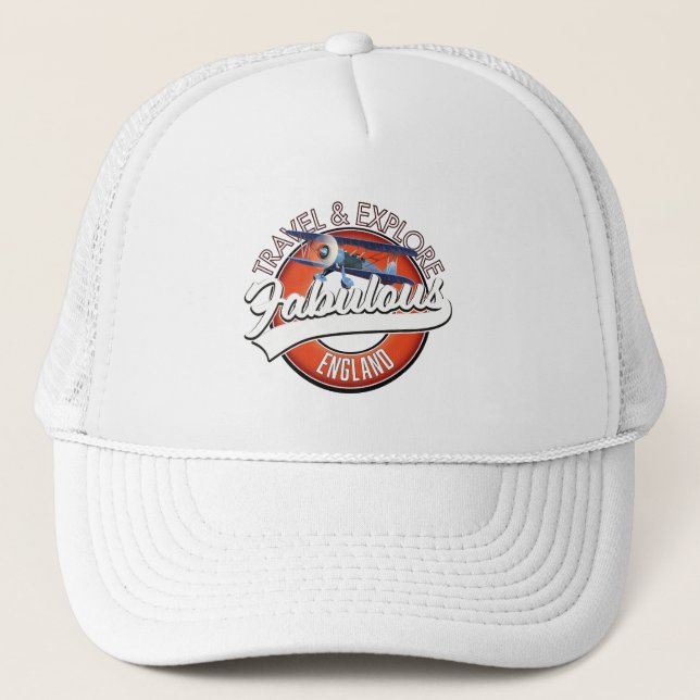 Travel explore fabulous England logo  Trucker Hat (Front)