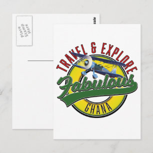 Travel explore fabulous Ghana logo Postcard