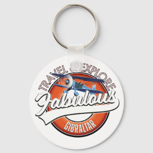 travel explore fabulous Gibraltar logo Key Ring