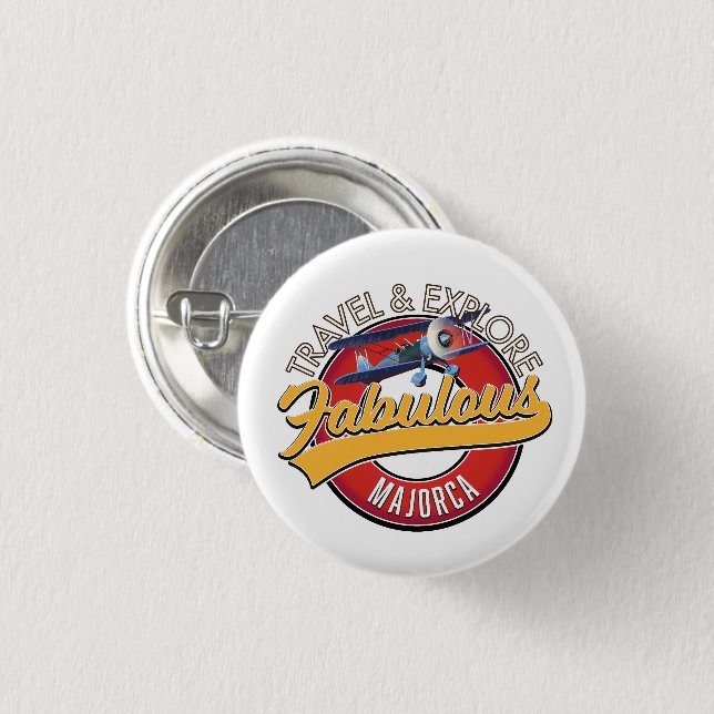 travel explore fabulous Majorca logo 3 Cm Round Badge (Front & Back)