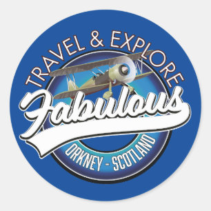 Travel explore fabulous Orkney Scotlands logo Classic Round Sticker