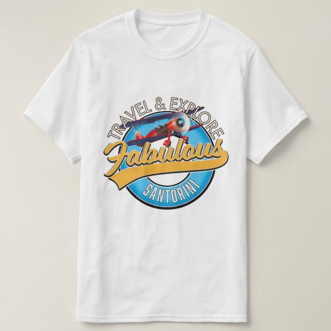 Travel & Explore Fabulous Santorini T-Shirt (Design Front)