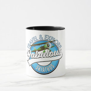 Travel explore fabulous Skiathos logo Mug