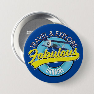 travel explore fabulous Ukraine logo 7.5 Cm Round Badge