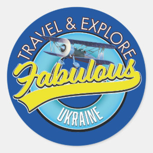 travel explore fabulous Ukraine logo Classic Round Sticker