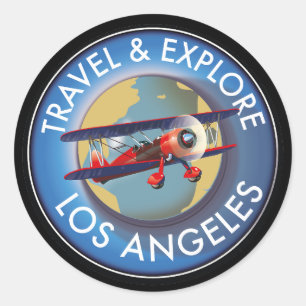 Travel explore Los Angeles logo Classic Round Sticker