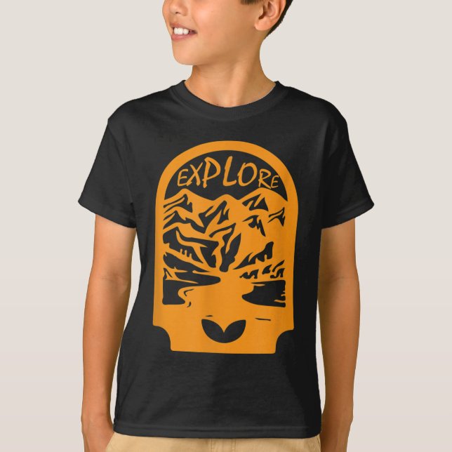 Travel Explore Mountain Graphic Casual Camping Boy T-Shirt (Front)