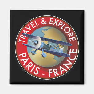 Travel & Explore Paris France Logo Magnet