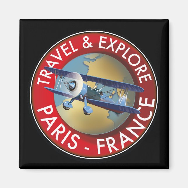 Travel & Explore Paris France Logo Magnet (Front)