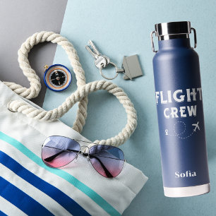 Travel Flight Crew Aeroplane Flying Cute Blue Water Bottle