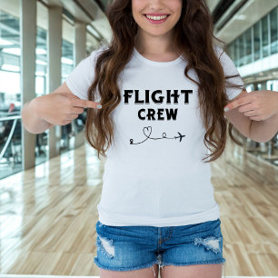 Travel Flight Crew Black Aeroplane Heart Vacation T-Shirt