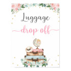 Travel Floral Bridal Shower Luggage Drop Off Sign