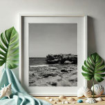 Travel Florida Beach Photography Poster<br><div class="desc">Bring the calming beauty of the Florida coast into your home with this black and white photography poster, featuring the shoreline at Blowing Rocks Preserve in Jupiter, Florida. Captured by Victoria Grigaliunas, one of the featured photographers in Jupiter, this elegant ocean scene showcases the natural textures and movement of the...</div>
