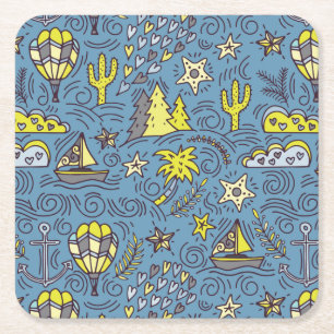 Travel Fun Square Paper Coaster