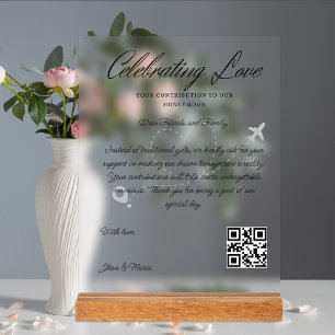 Travel Fund Request Qr Code Honeymoon Fund  Acrylic Sign