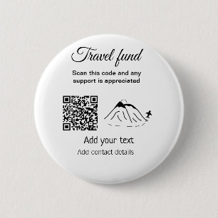 Travel fund vacation honeymoon donation add name  6 cm round badge