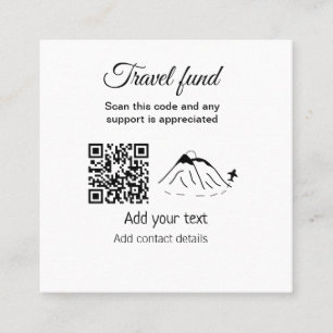 Travel fund vacation honeymoon donation add name square business card