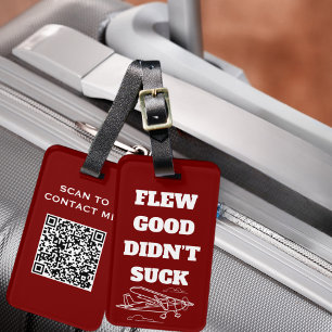Travel Funny “Flew Good Didn’t Suck” and Aeroplane Luggage Tag
