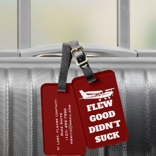 Travel Funny “Flew Good Didn’t Suck” and Aeroplane Luggage Tag