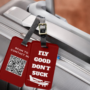 Travel Funny Joke ‘Fly Good Don’t Suck’ & Aeroplan Luggage Tag