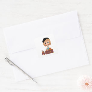 Travel Girl with Suitcases Vacation Adventure Square Sticker