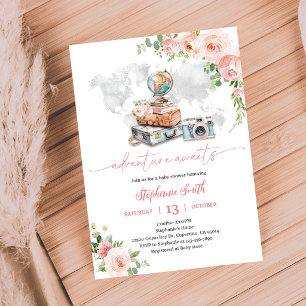 Travel Globe Map Baby Shower Party Invitation