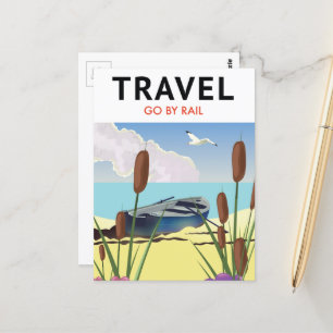 Travel go by Rail Postcard