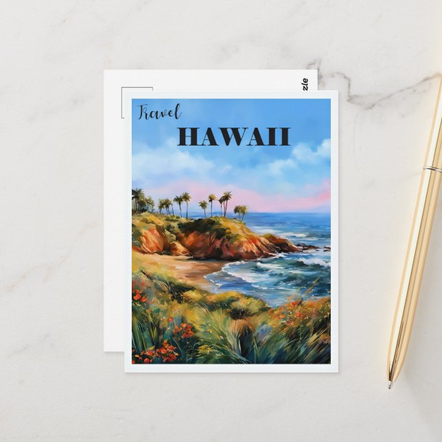 Travel Hawaii, coastal area, Postcard (Front/Back In Situ)