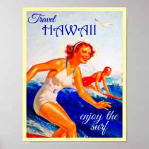 Travel Hawaii Vintage  Poster