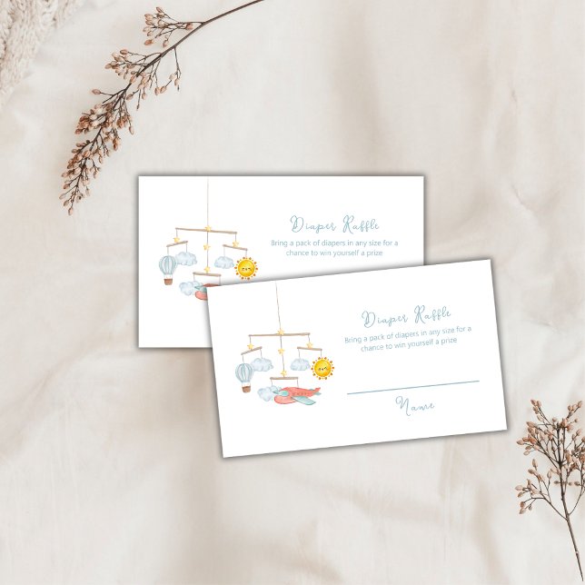 Travel Hot Air Balloon Diaper Raffle Baby Shower  Enclosure Card (Travel Hot Air Balloon Diaper Raffle Baby Shower Enclosure Card)