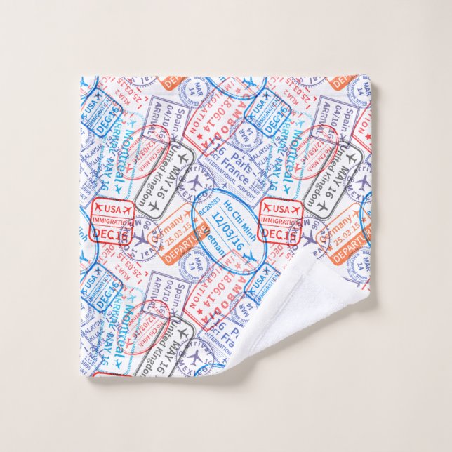 Travel icon bath towel set (Wash Cloth)