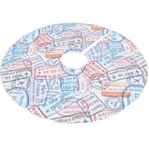 Travel icon brushed polyester tree skirt