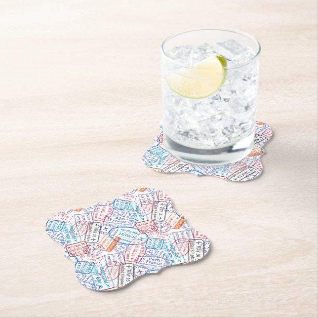 Travel icon paper coaster (Insitu)