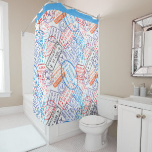 Travel icon shower curtain