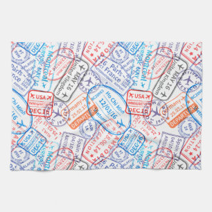 Travel icon tea towel