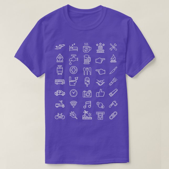 Travel Icons T-Shirt (Design Front)