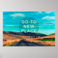 Travel inspiration quote - Go to new place. Retro 