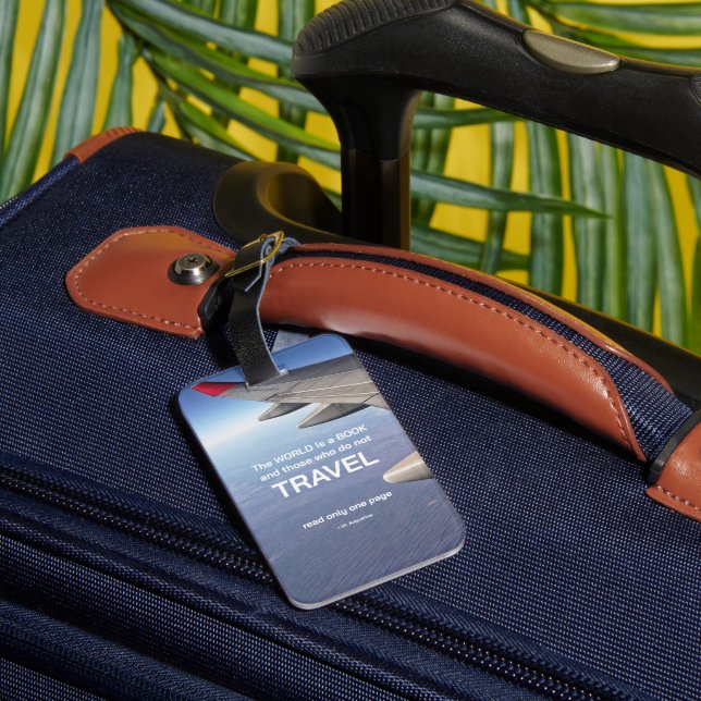 Travel Inspirational Quote Plane Wing Luggage Tag (Back Insitu 3)