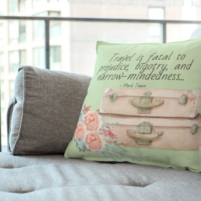 Travel is Fatal Mark Twain Quote Cushion (Creator Uploaded)