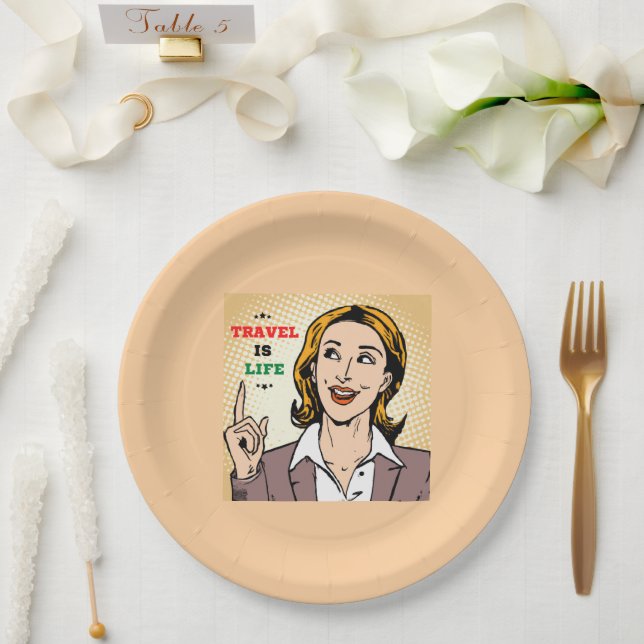 Travel Is Life Paper Plate (Wedding)