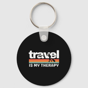 Travel Is My Therapy Travelling Lover Funny Family Key Ring