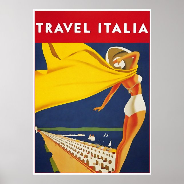 Travel Italia, Vintage Travel Poster (Front)