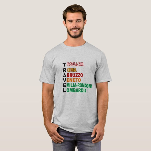 TRAVEL ITALY Basic Gray T-shirt (Front Full)