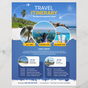 Travel Itinerary Flyer Template