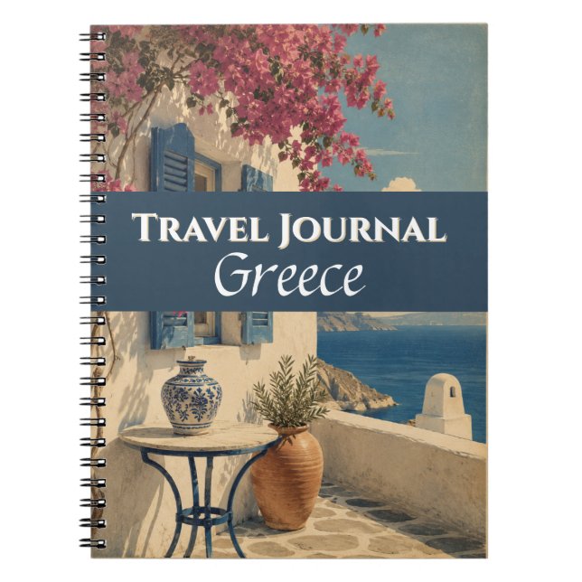 Travel Journal Greece Blue Customisable (Front)