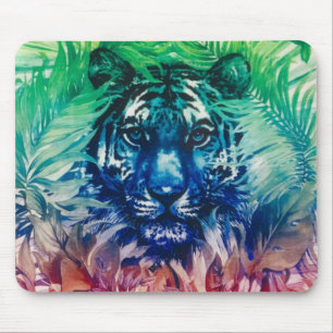 Travel Jungle Wild Tiger Foliage Tropical Leaves Mouse Pad