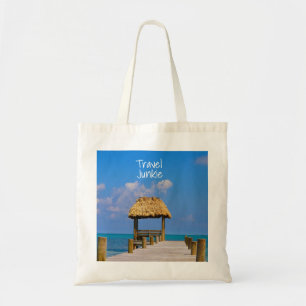 Travel Junkie Tropical Beach Blue Ocean Caribbean Tote Bag